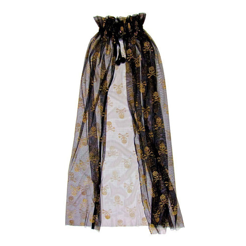 Little Girls Black Gold Skull Print Halloween Dress Up Cape 2-7 - SophiasStyle.com